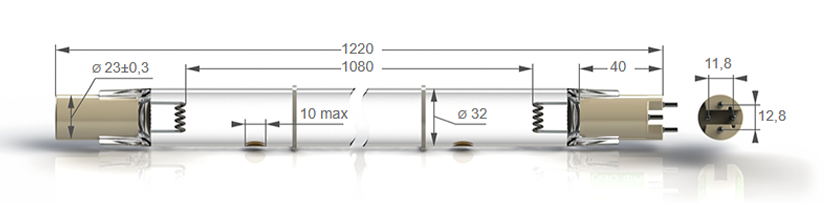Бактерицидные амальгамные лампы бактерицидные высокой мощности с кварцевым стеклом Zercale Amalgam